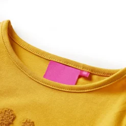 Langærmet T-shirt til børn str. 104 okkergul
