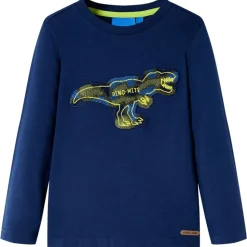Langærmet T-shirt til børn str. 104 marineblå