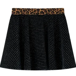 Nederdel til børn str. 116 leopardmønster sort