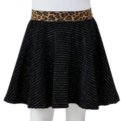 Nederdel til børn str. 116 leopardmønster sort