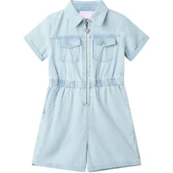 Onesie til børn str. 92 med korte ærmer lyseblå