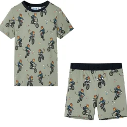 Pyjamas til børn str. 92 korte ærmer lys kakifarve