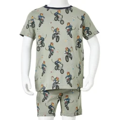 Pyjamas til børn str. 92 korte ærmer lys kakifarve