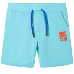 Shorts til børn str. 128 med snøre akvamarinblå