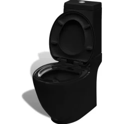 Stående toilet og bidet sæt, sort, keramisk