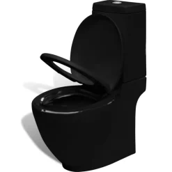 Stående toilet og bidet sæt, sort, keramisk