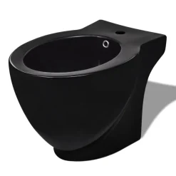 Stående toilet og bidet sæt, sort, keramisk