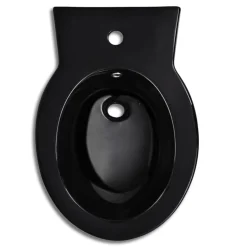 Stående toilet og bidet sæt, sort, keramisk