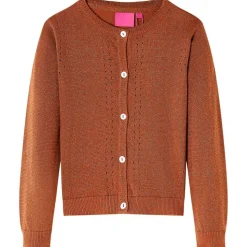 Strikket cardigan til børn str. 92 cognacfarvet