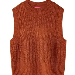 Strikket vest til børn str. 92 strikket cognacfarvet