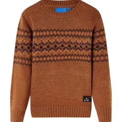 Sweater til børn str. 92 strikket cognacfarvet