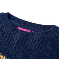 Sweater til børn str. 104 strikket marineblå