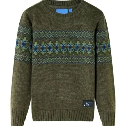 Sweater til børn str. 92 strikket kakifarvet