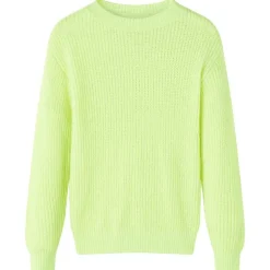 Sweater til børn str. 116 strikket neongul