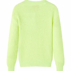 Sweater til børn str. 116 strikket neongul