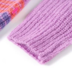 Sweater til børn str. 92 strikket lilla og lyserød
