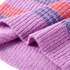 Sweater til børn str. 92 strikket lilla og lyserød
