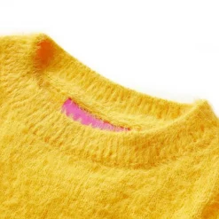Sweater til børn str. 104 strikket okkergul