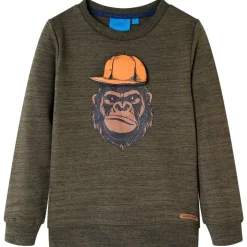 Sweatshirt til børn kakimeleret str. 104