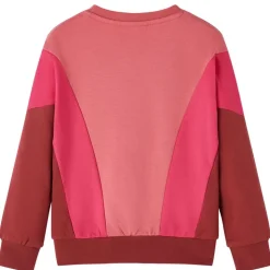 Sweatshirt til børn str. 92 farveblok lyserød og henna