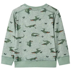 Sweatshirt til børn str. 92 hundeprint lys kakimeleret
