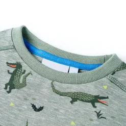 Sweatshirt til børn str. 92 hundeprint lys kakimeleret