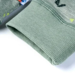 Sweatshirt til børn str. 92 hundeprint lys kakimeleret