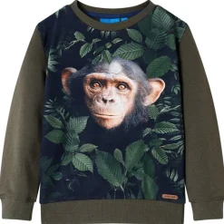Sweatshirt til børn str. 104 kakifarvet