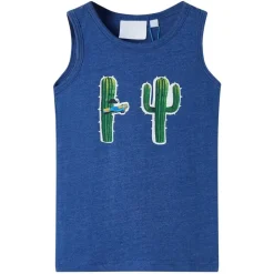Tanktop til børn str. 104 blåmeleret