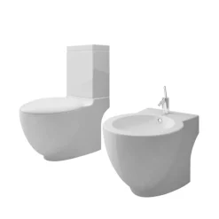 Toilet- og bidetsæt keramik hvid