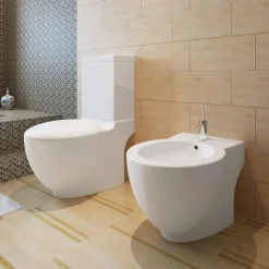 Toilet- og bidetsæt keramik hvid