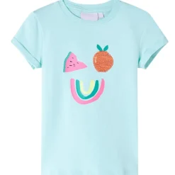 T-shirt til børn str. 116 akvamarinblå