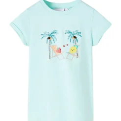 T-shirt til børn str. 128 akvamarinblå