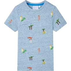T-shirt til børn str. 104 blåmeleret