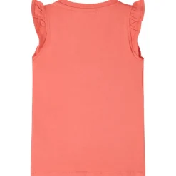 T-shirt til børn str. 116 flæser koralfarvet