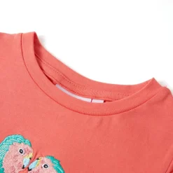 T-shirt til børn str. 104 koralfarvet