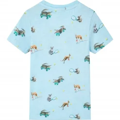 T-shirt til børn str. 116 lys blåmeleret