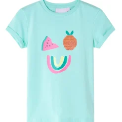 T-shirt til børn str. 128 lys mintgrøn