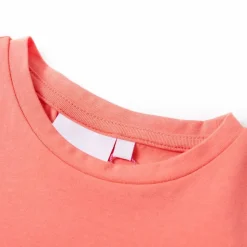 T-shirt til børn str. 116 med flæser koralfarvet