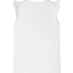 T-shirt til børn str. 104 med flæser hvid