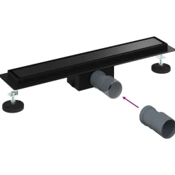 vidaXL 2 i 1 bruserafløb Sort 50 cm Rustfrit Stål 304