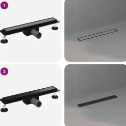 vidaXL 2 i 1 bruserafløb Sort 50 cm Rustfrit Stål 304