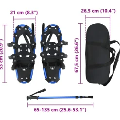 vidaXL 3 I 1 sneesko med vandrestave Blå og Sort 53 x 21 cm