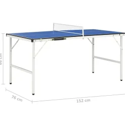 vidaXL 1,5 meter bordtennisbord med net 152 x 76 x 66 cm blå