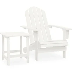 vidaXL Adirondack-havestol med bord massivt grantræ hvid