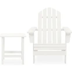 vidaXL Adirondack-havestol med bord massivt grantræ hvid