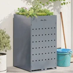 vidaXL Affaldsbeholder opbevaring med plantekasse tag til enkelt 240L beholder