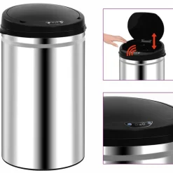 vidaXL affaldsspand med sensor 40 l rustfrit stål