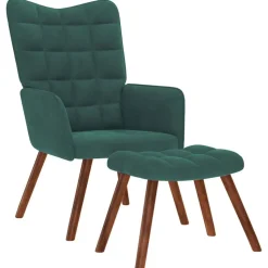 vidaXL afslapningsstol med skammel mørkegrøn fløjl