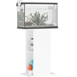 vidaXL akvariebord 60,5x36x72,5 cm konstrueret træ hvid